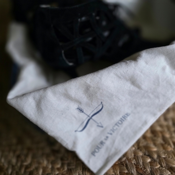 Pour La Victoire | Black Suede Strappy Heels 9 - Picture 8 of 9